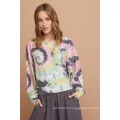 Womens Pullover Tie Dye Top Sweatshirts